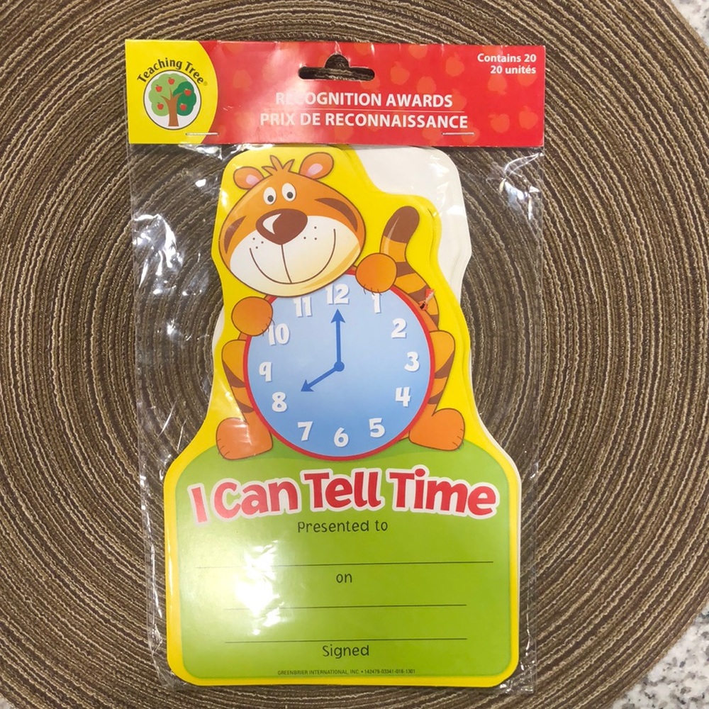 Teaching Tree Recognition Awards - I Can Tell Time